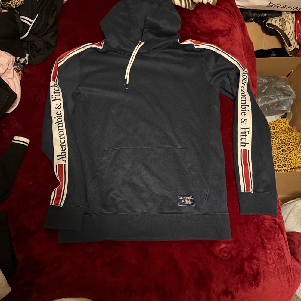 Abercrombie & Fitch Dark Blue Hoodie with Red Accents